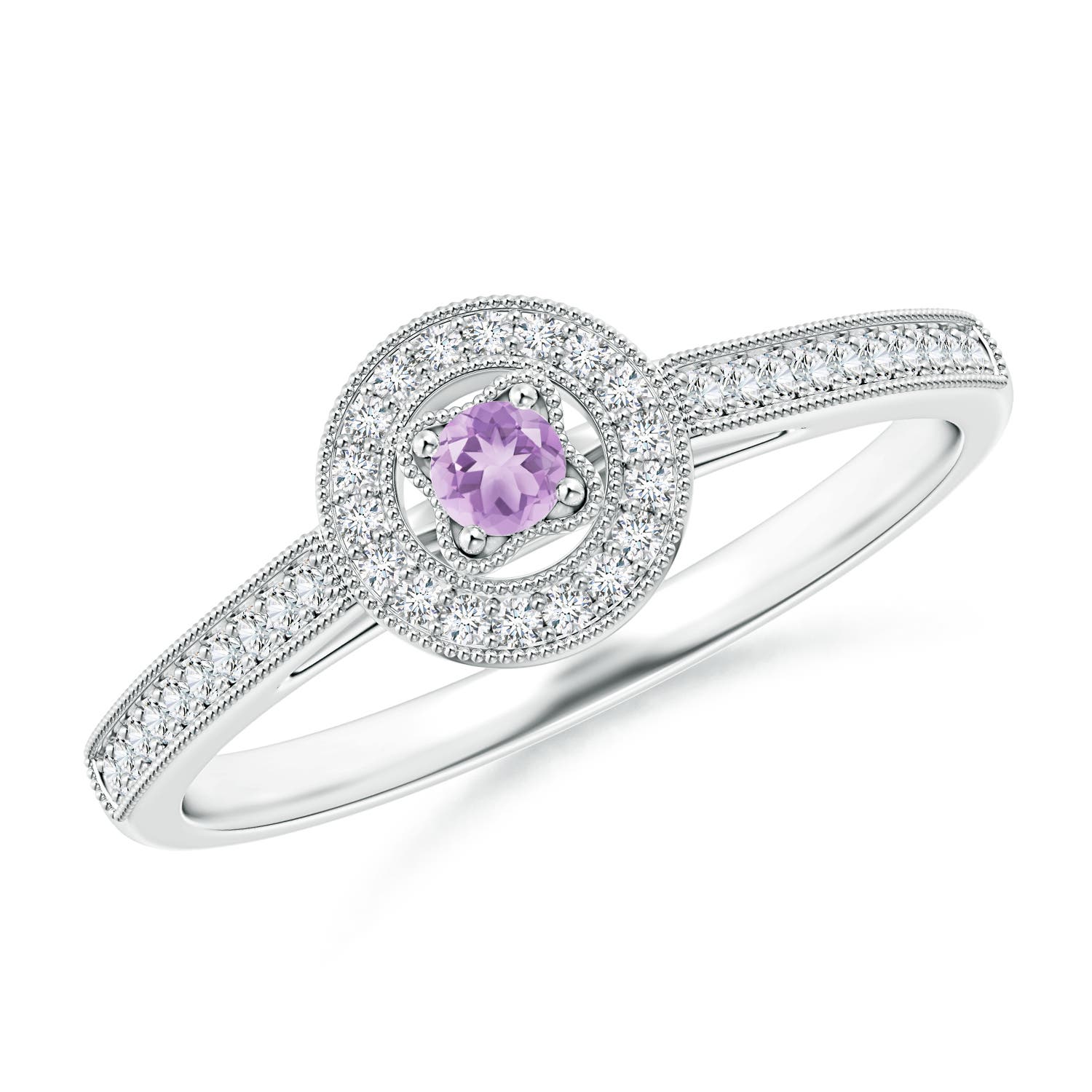 A - Amethyst / 0.19 CT / 14 KT White Gold