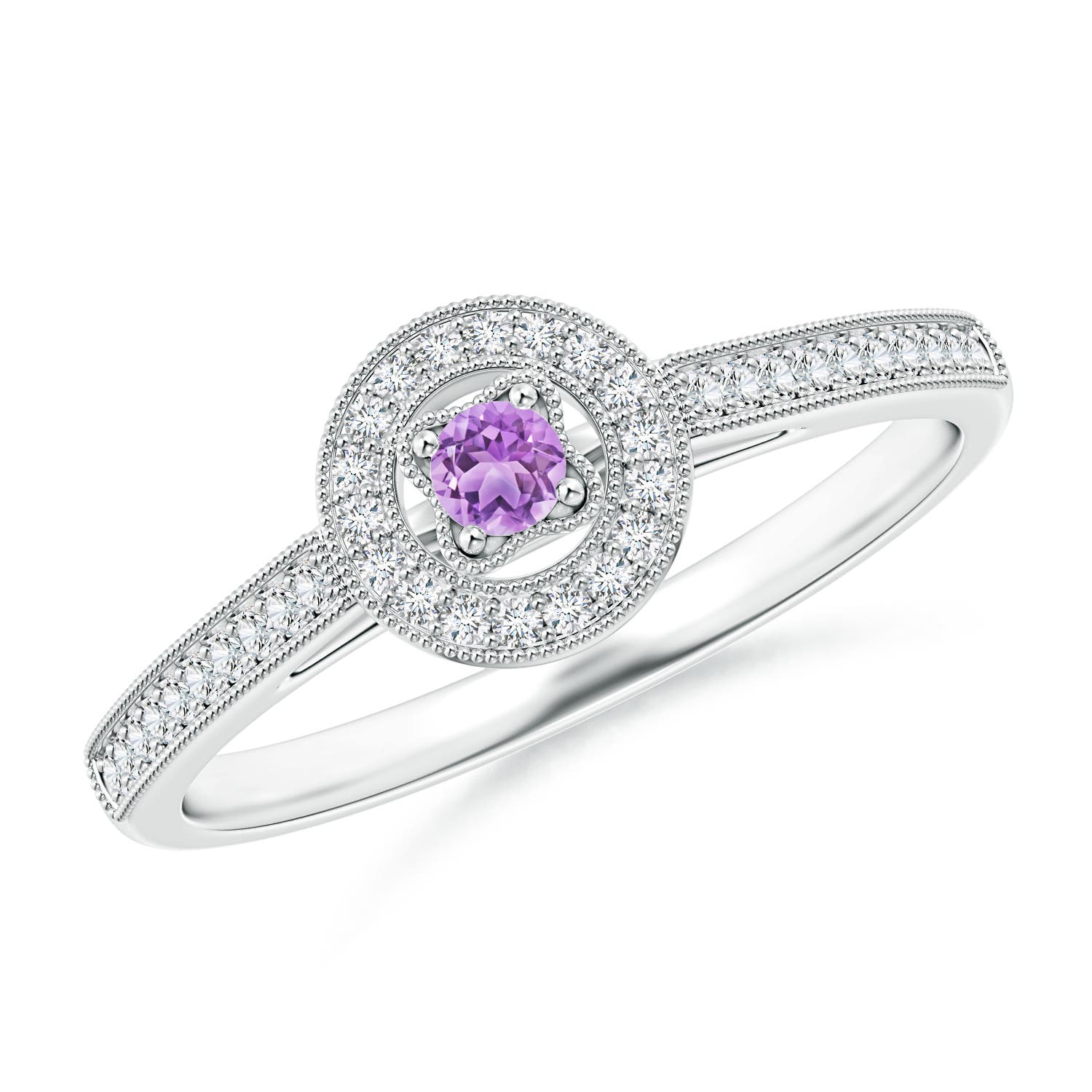 AAA - Amethyst / 0.19 CT / 14 KT White Gold