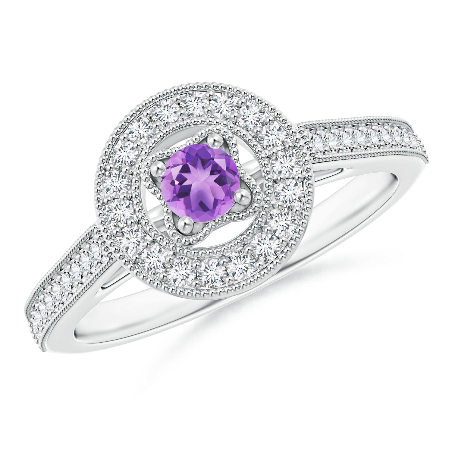 A - Amethyst / 0.46 CT / 14 KT White Gold