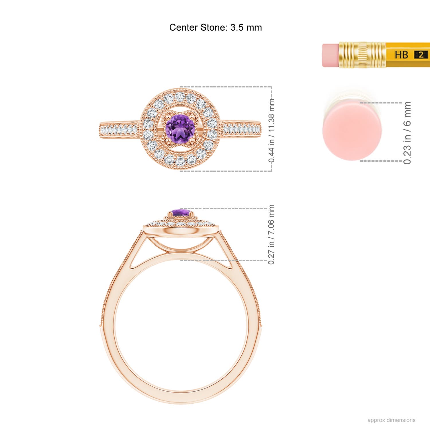 AA - Amethyst / 0.46 CT / 14 KT Rose Gold