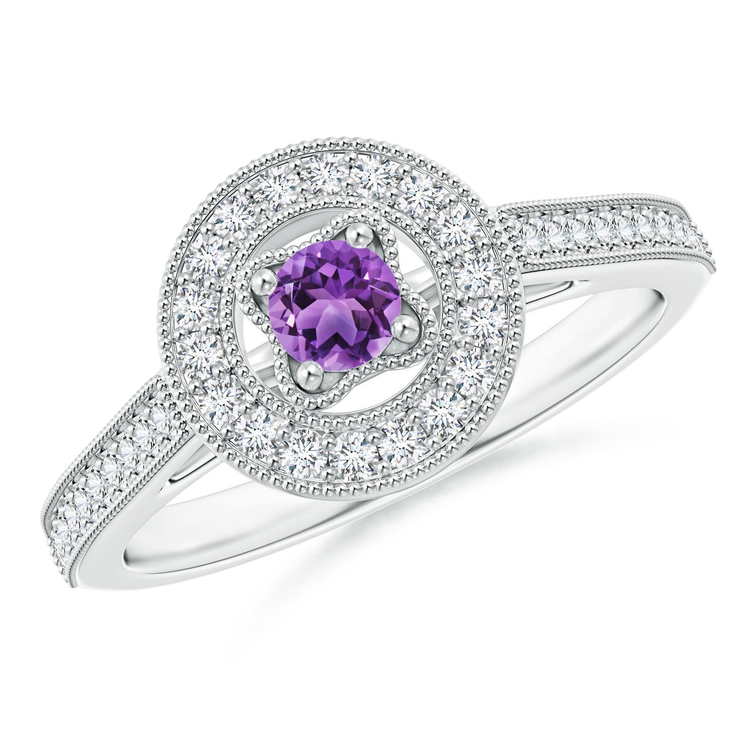 AA - Amethyst / 0.46 CT / 14 KT White Gold