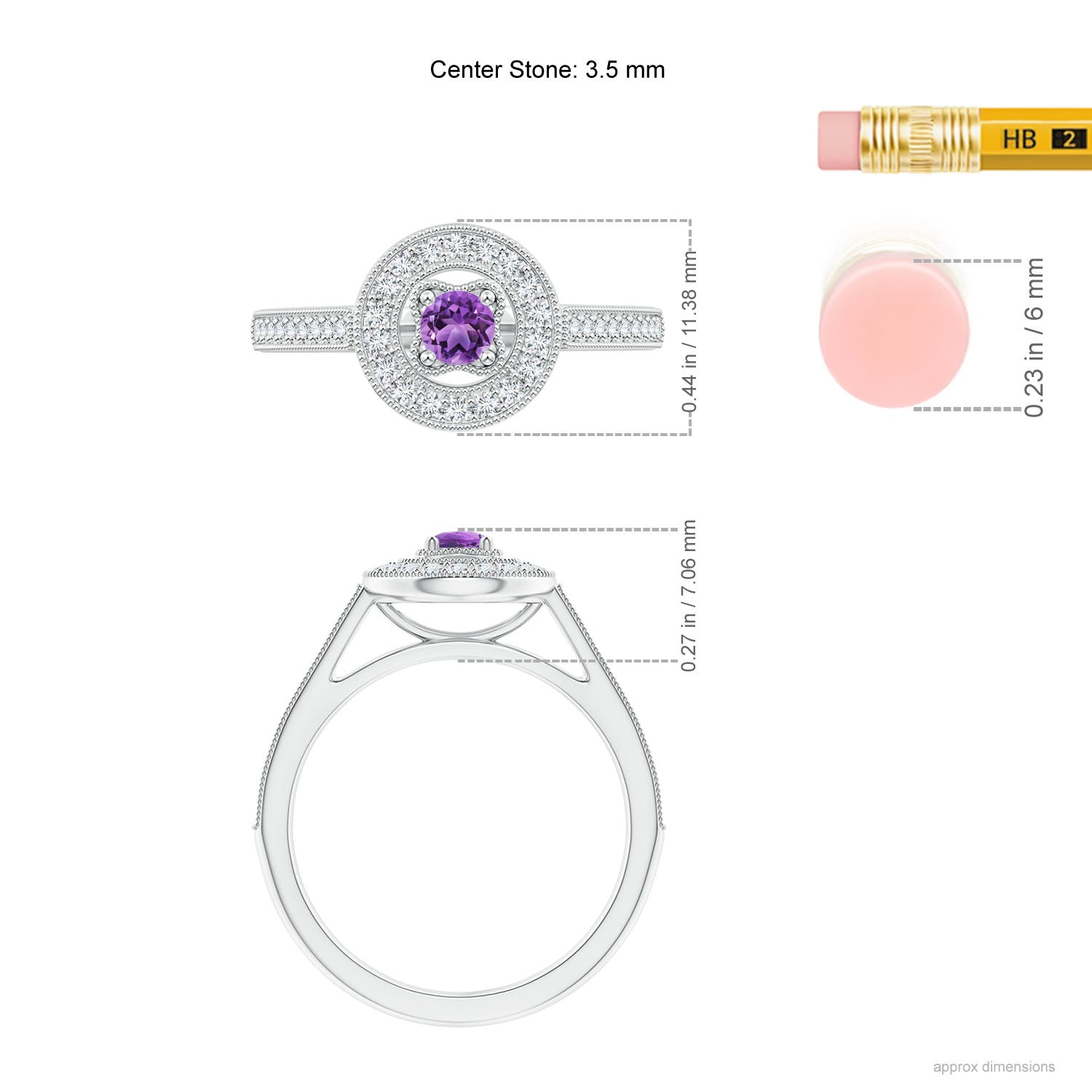 AA - Amethyst / 0.46 CT / 14 KT White Gold