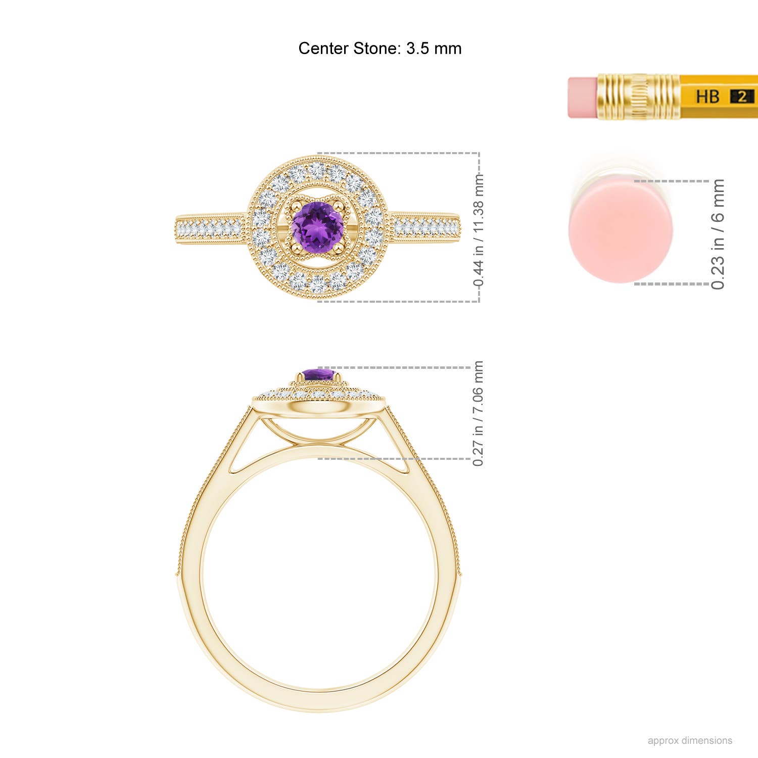 AAA - Amethyst / 0.46 CT / 14 KT Yellow Gold