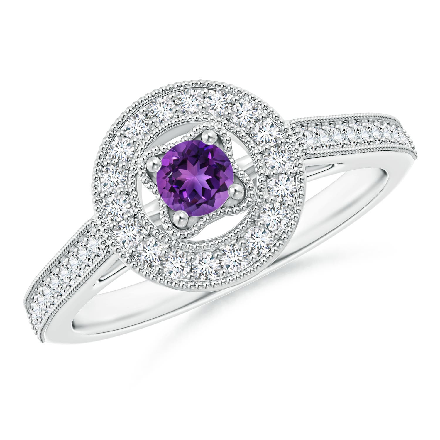 AAAA - Amethyst / 0.46 CT / 14 KT White Gold