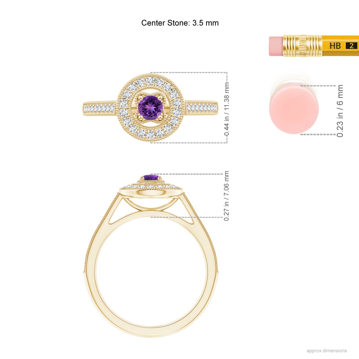 AAAA - Amethyst / 0.46 CT / 14 KT Yellow Gold