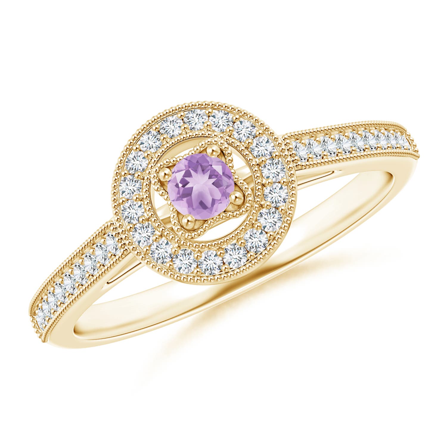 A - Amethyst / 0.31 CT / 14 KT Yellow Gold