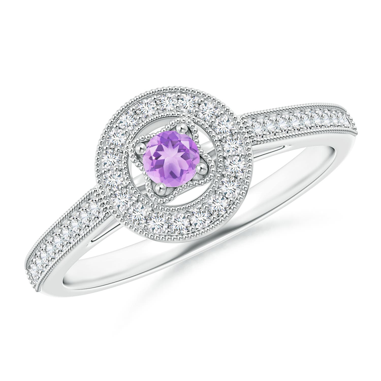 AA - Amethyst / 0.31 CT / 14 KT White Gold