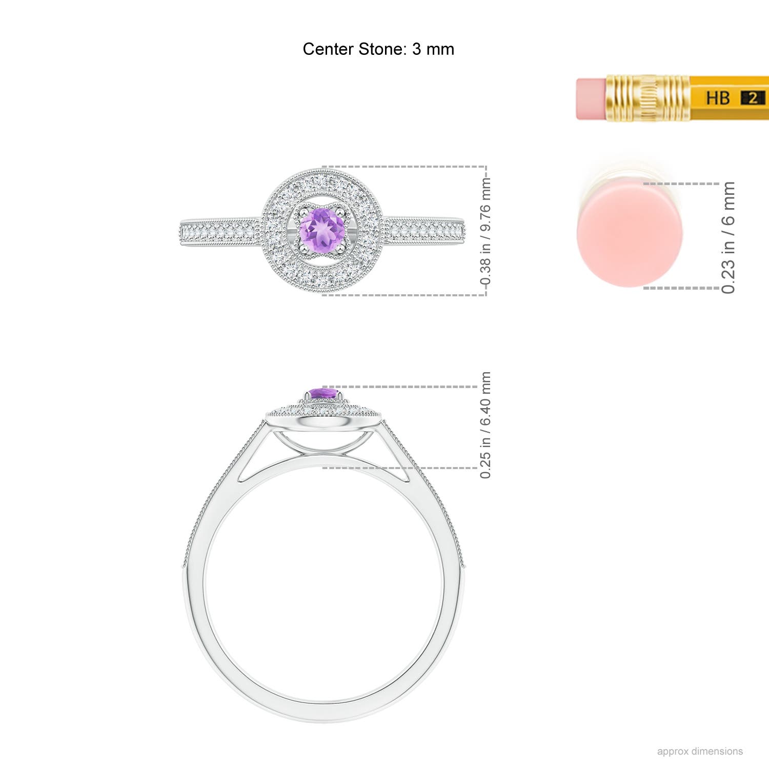 AA - Amethyst / 0.31 CT / 14 KT White Gold