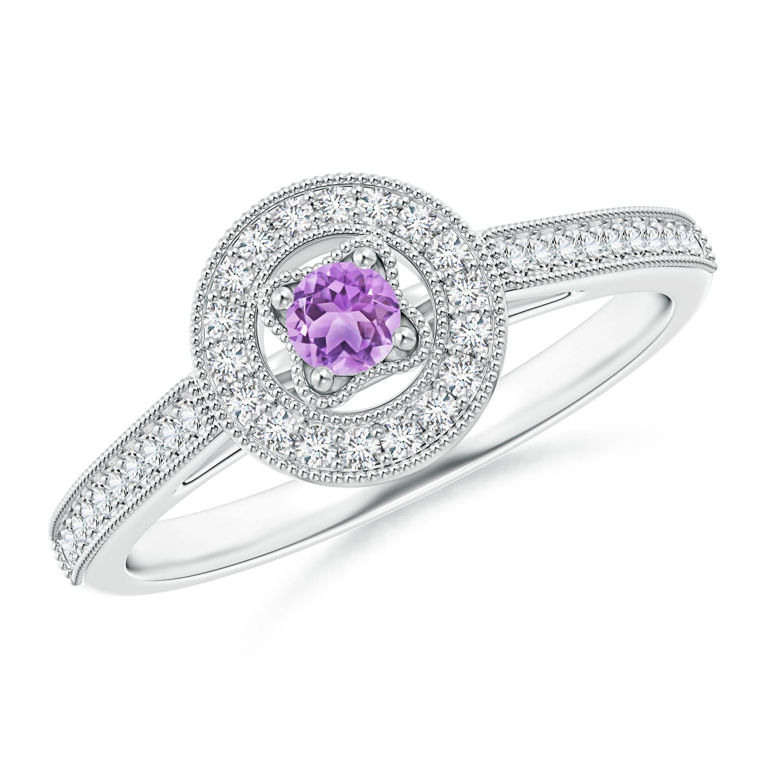 AAA - Amethyst / 0.31 CT / 14 KT White Gold