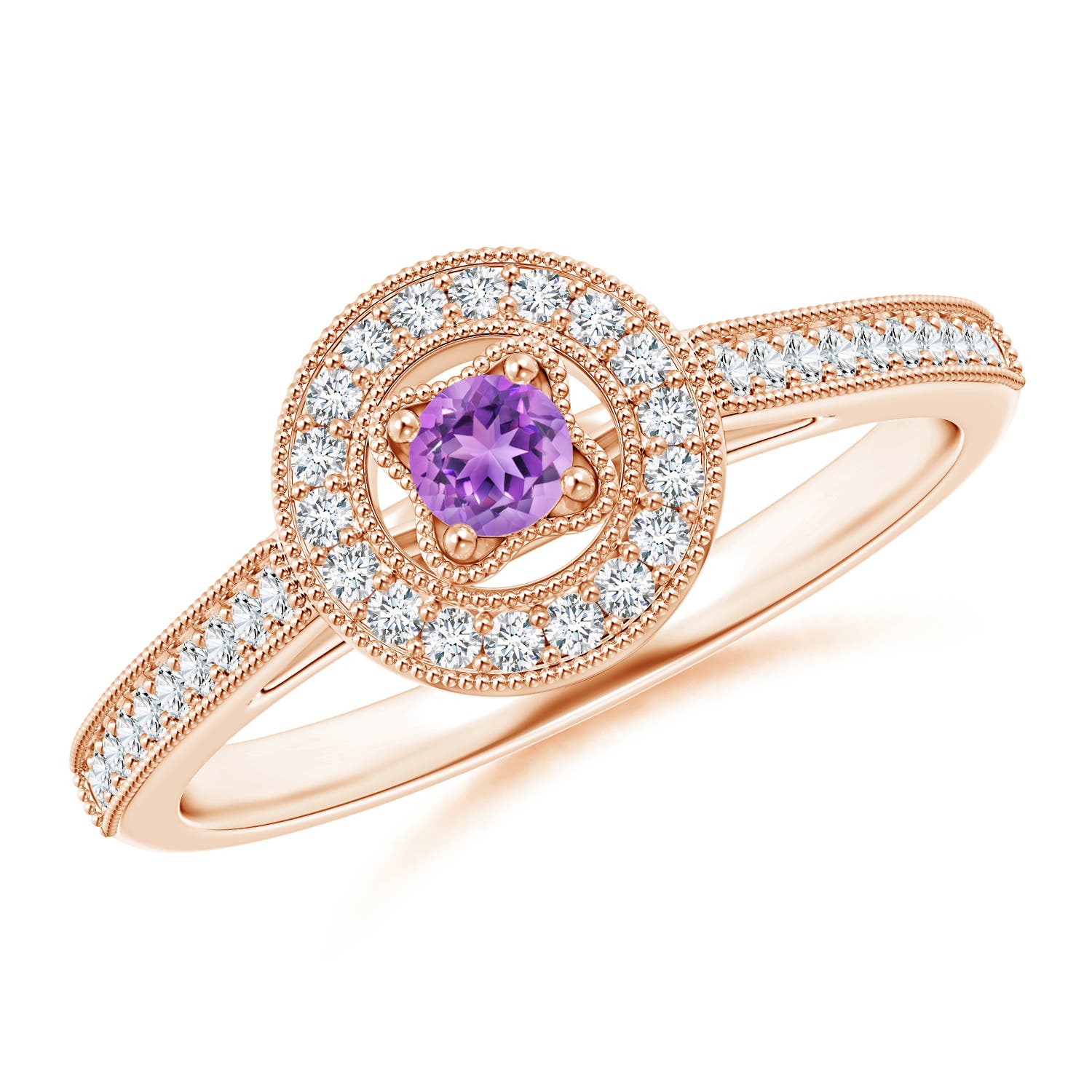 AAAA - Amethyst / 0.31 CT / 14 KT Rose Gold