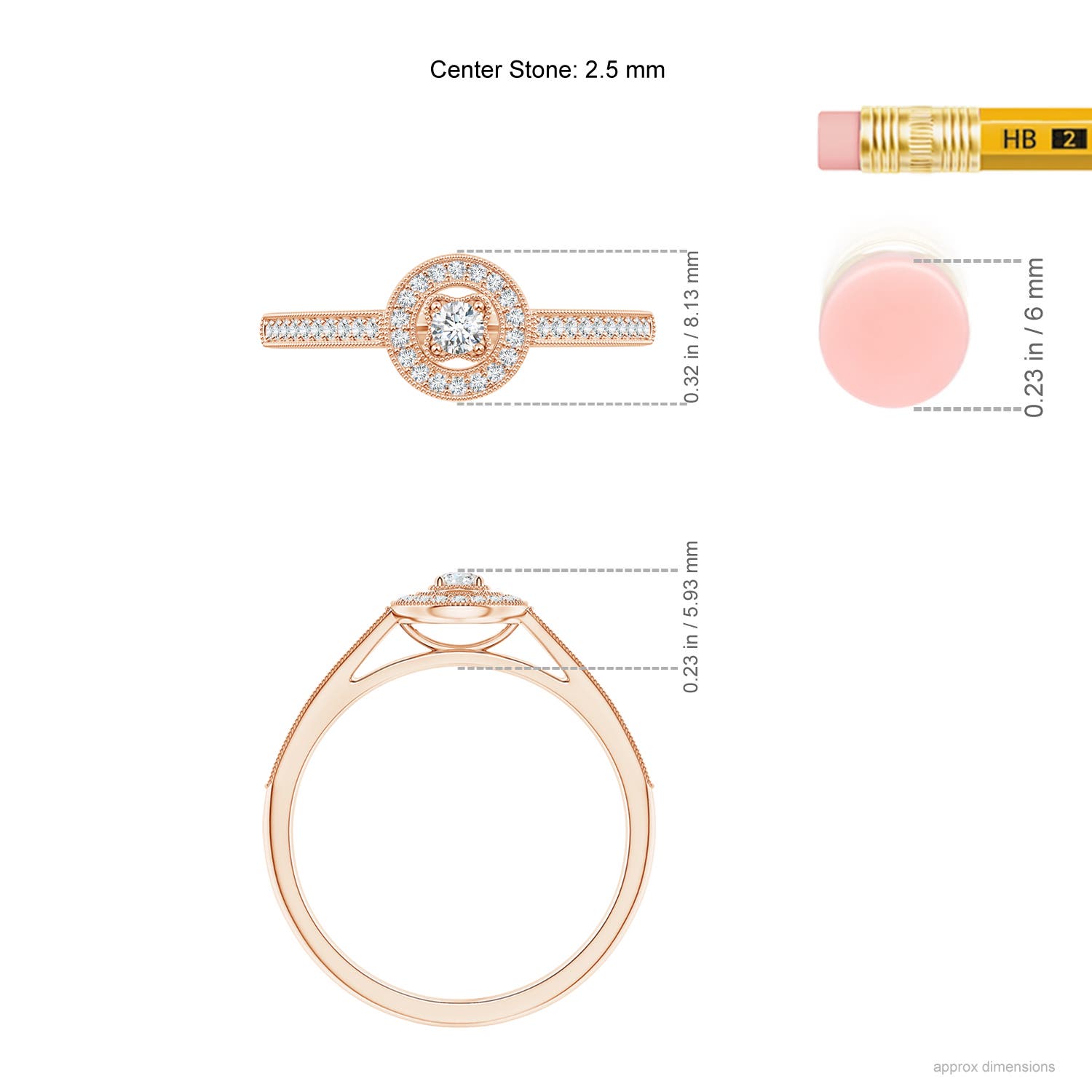 G, VS2 / 0.18 CT / 14 KT Rose Gold