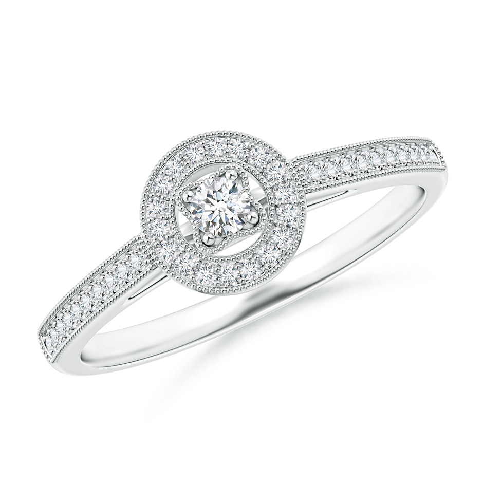 2.5mm GVS2 Vintage Style Diamond Halo Ring with Milgrain Detailing in White Gold 