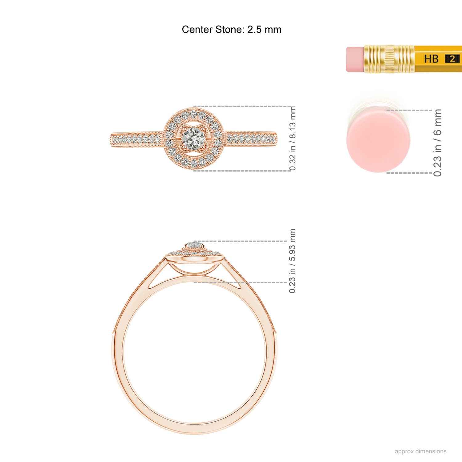 K, I3 / 0.18 CT / 14 KT Rose Gold