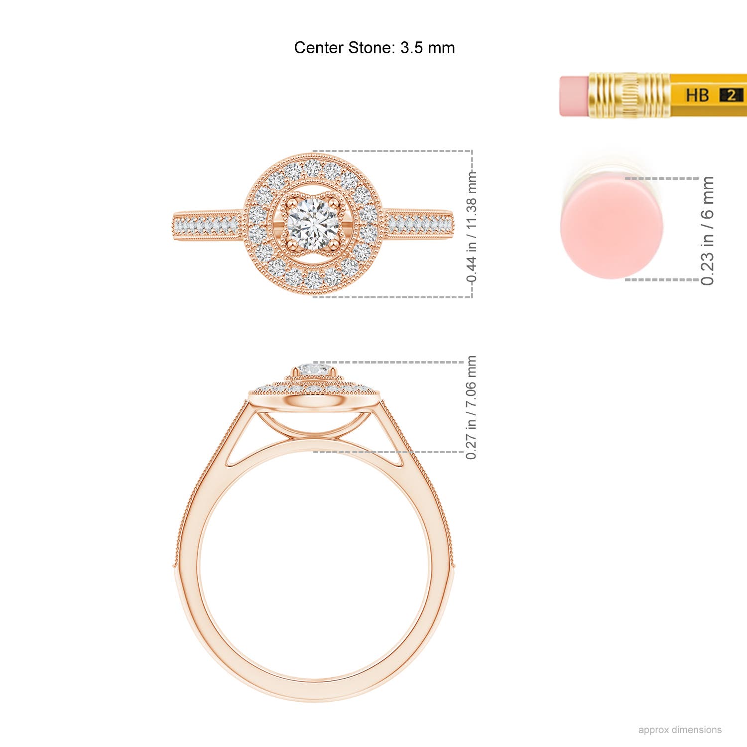 H, SI2 / 0.46 CT / 14 KT Rose Gold