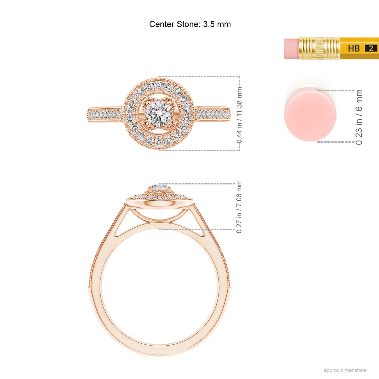 I-J, I1-I2 / 0.46 CT / 14 KT Rose Gold