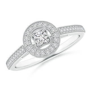 3mm HSI2 Vintage Style Diamond Halo Ring with Milgrain Detailing in White Gold