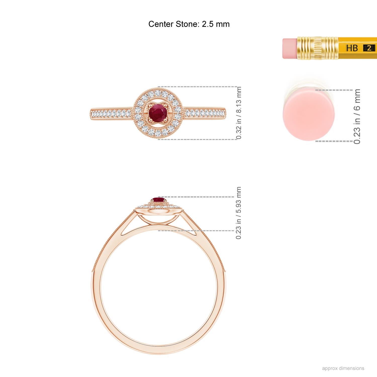 A - Ruby / 0.24 CT / 14 KT Rose Gold