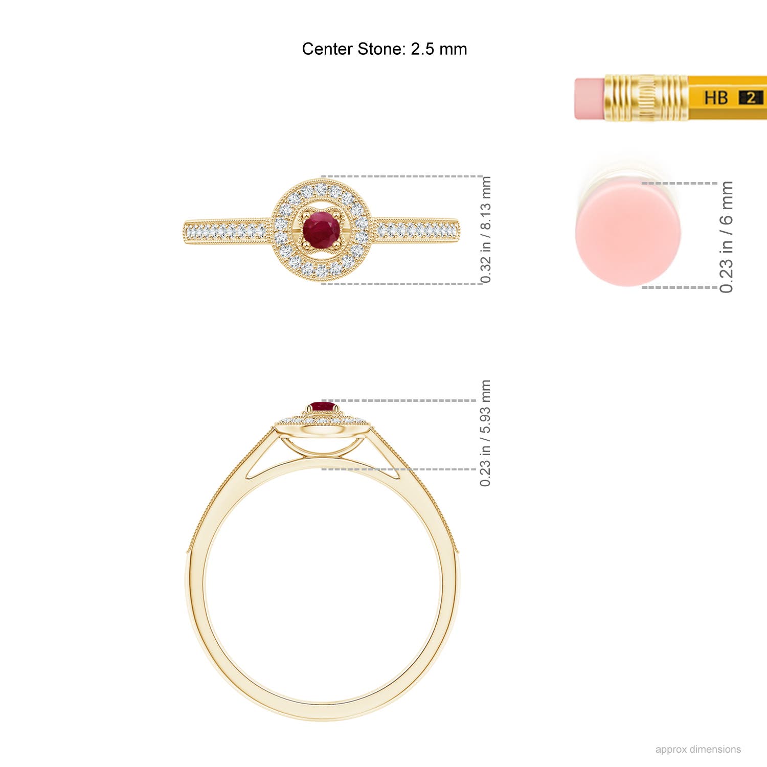 A - Ruby / 0.24 CT / 14 KT Yellow Gold