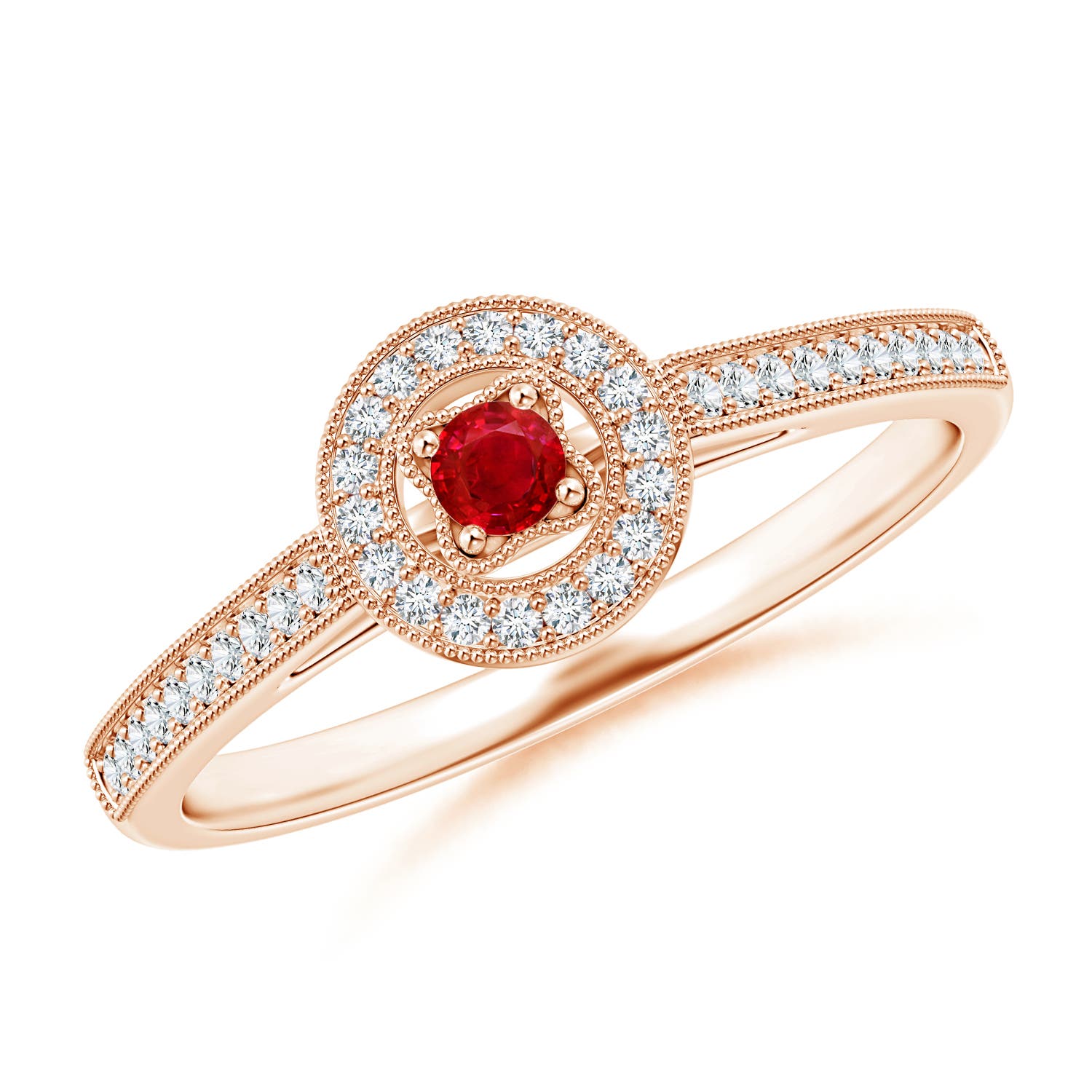 AAA - Ruby / 0.24 CT / 14 KT Rose Gold