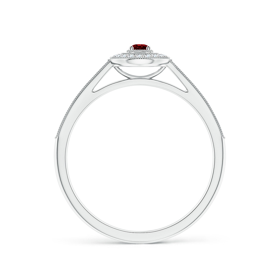 2.5mm AAAA Vintage Style Ruby Halo Ring with Milgrain Detailing in White Gold side 1