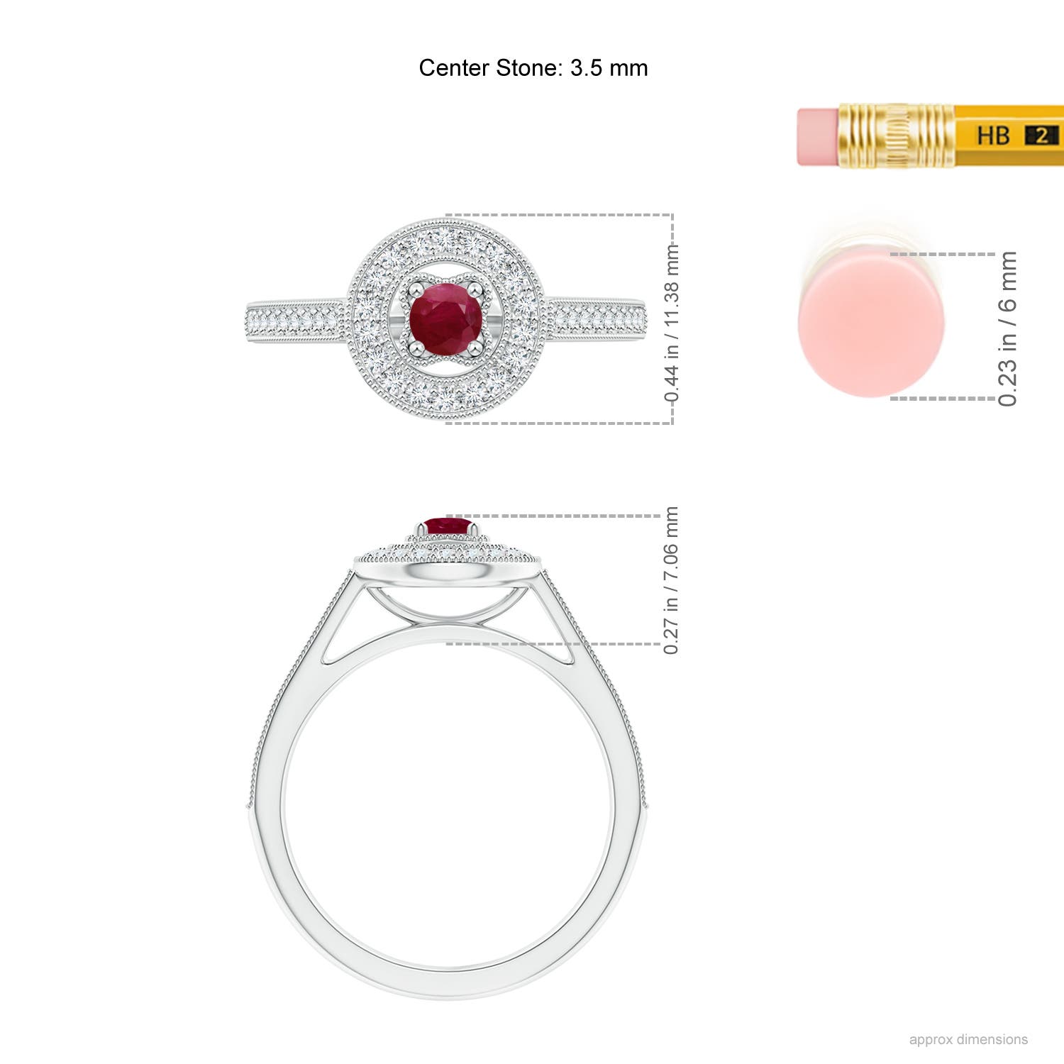 A - Ruby / 0.53 CT / 14 KT White Gold