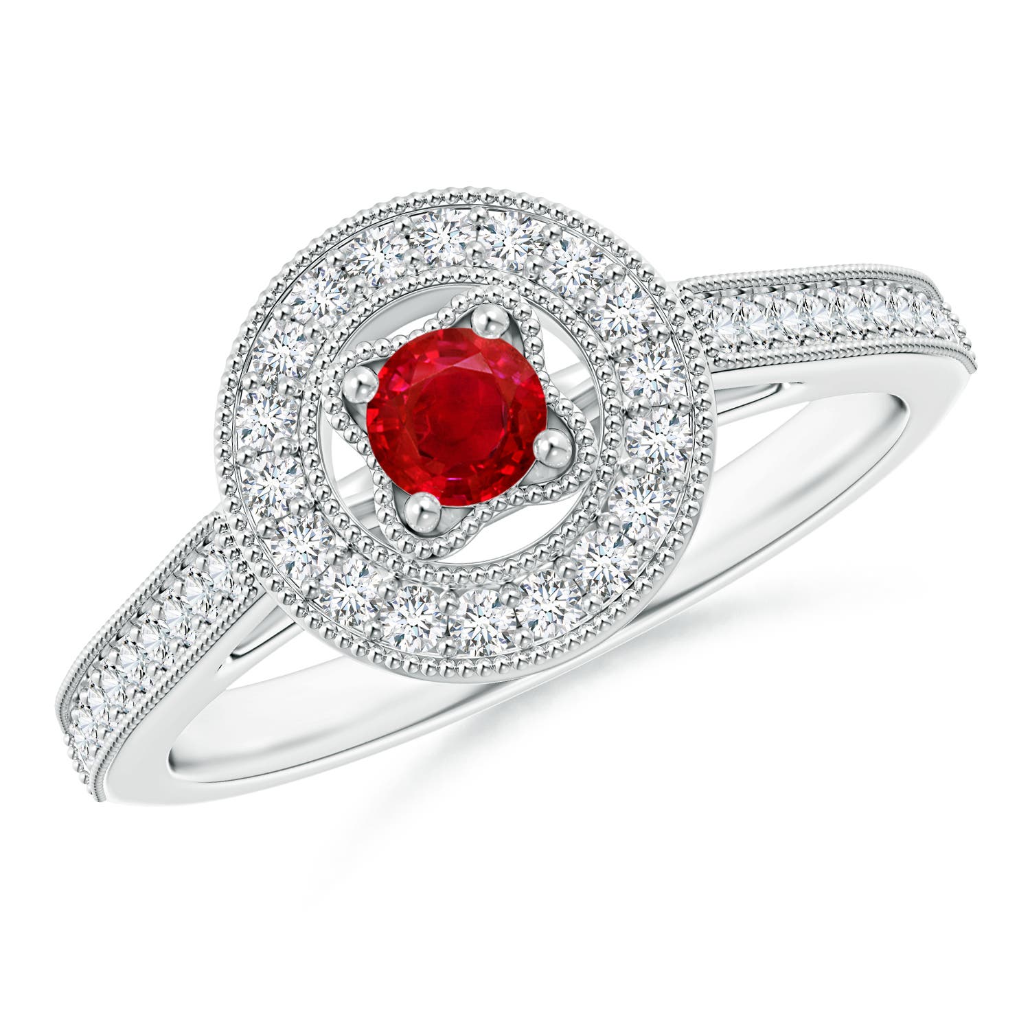 AAA - Ruby / 0.53 CT / 14 KT White Gold