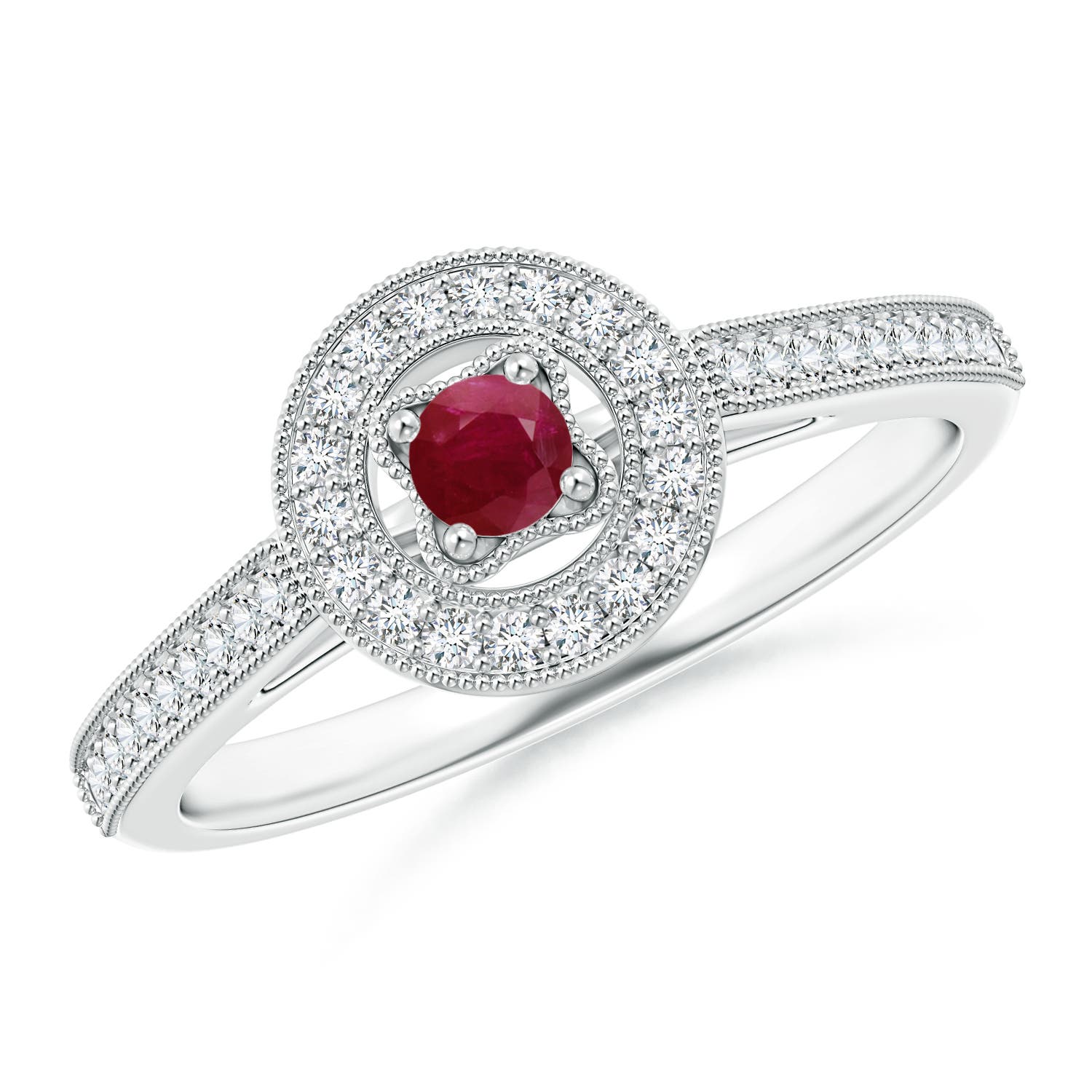 A - Ruby / 0.36 CT / 14 KT White Gold