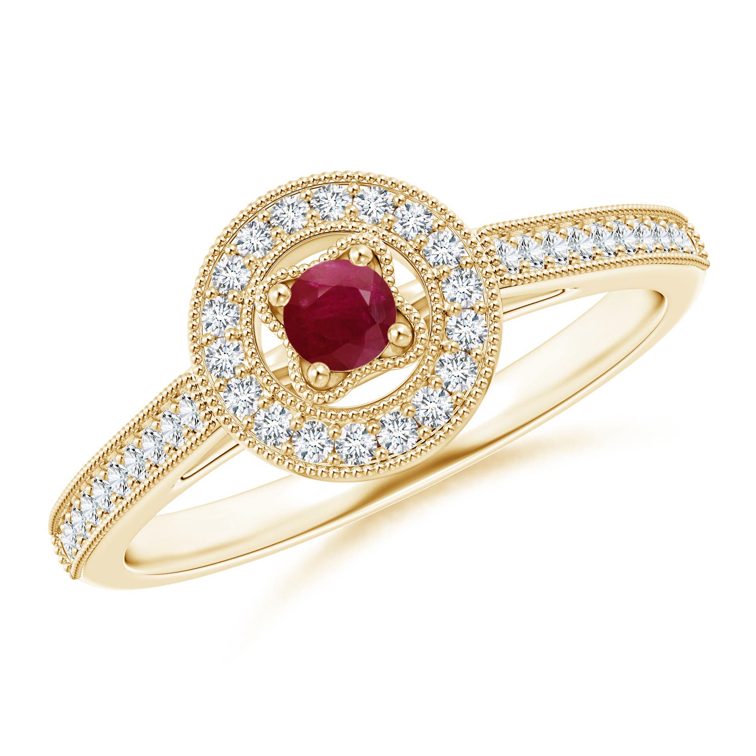 A - Ruby / 0.36 CT / 14 KT Yellow Gold