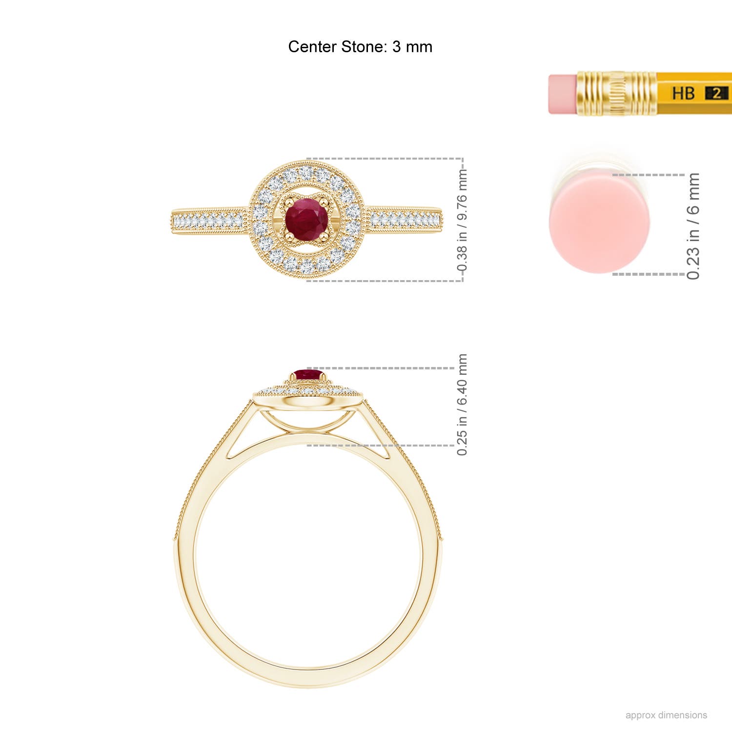 A - Ruby / 0.36 CT / 14 KT Yellow Gold