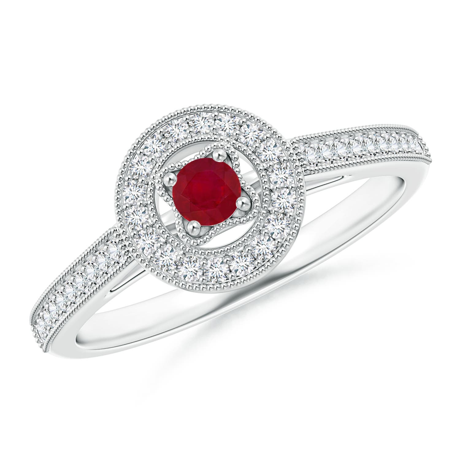 AA - Ruby / 0.36 CT / 14 KT White Gold