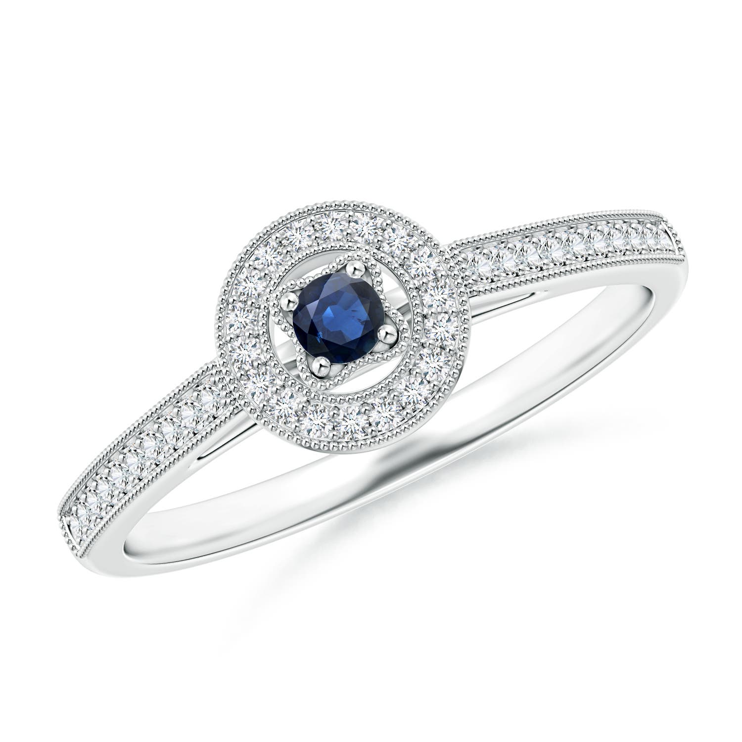 AA - Blue Sapphire / 0.24 CT / 14 KT White Gold