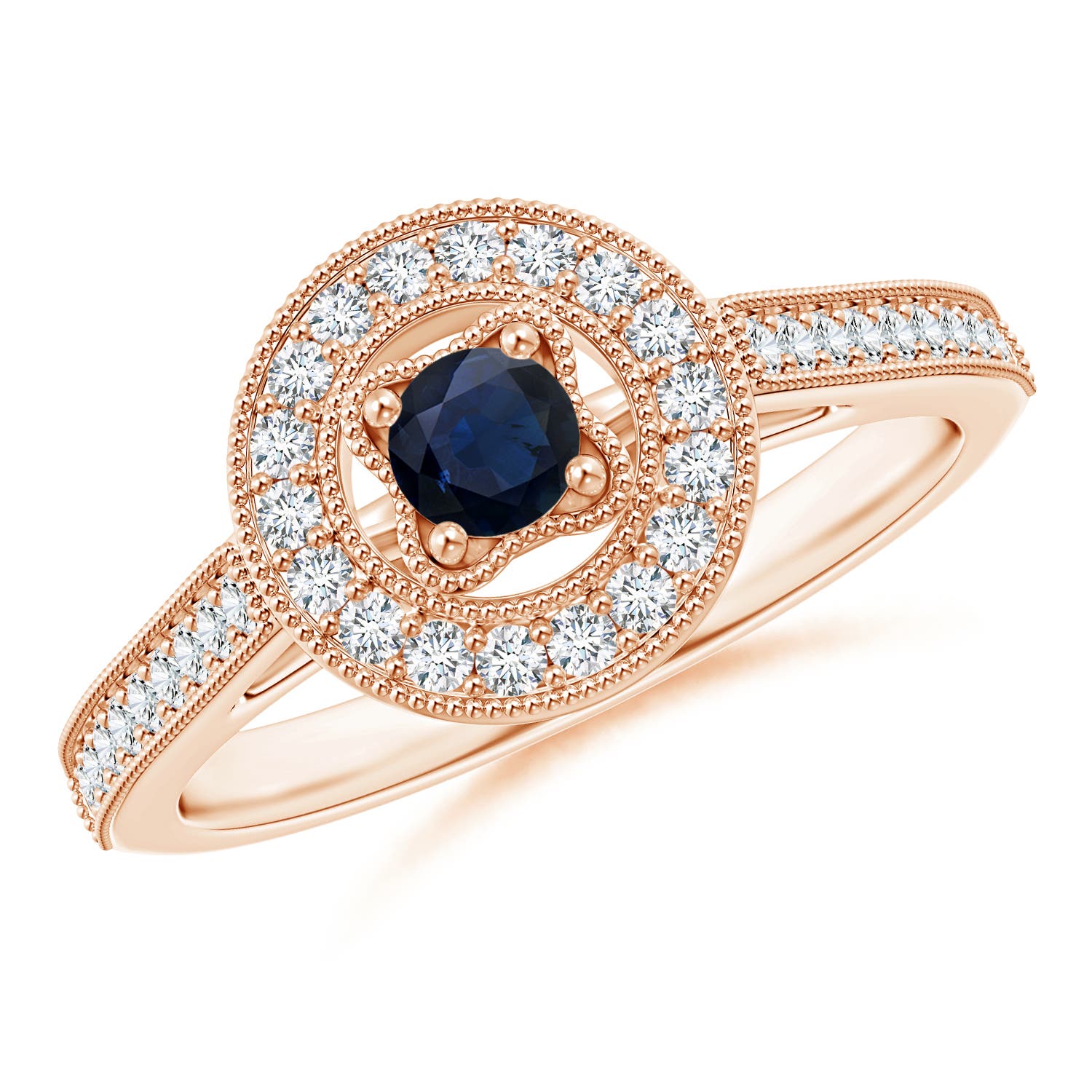 A - Blue Sapphire / 0.52 CT / 14 KT Rose Gold