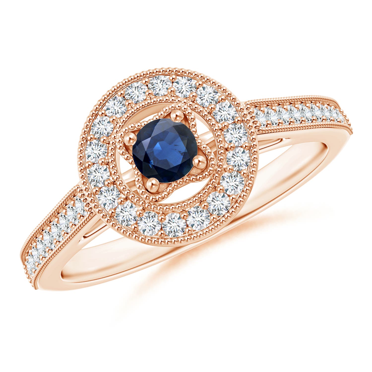 AA - Blue Sapphire / 0.52 CT / 14 KT Rose Gold