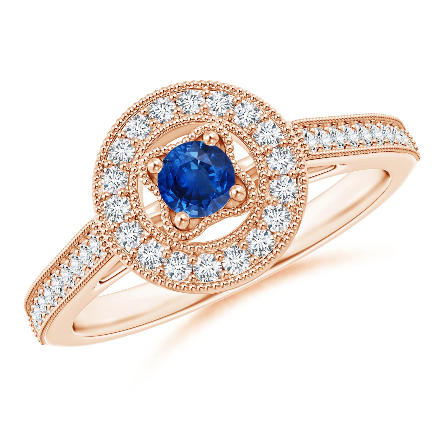 AAA - Blue Sapphire / 0.52 CT / 14 KT Rose Gold