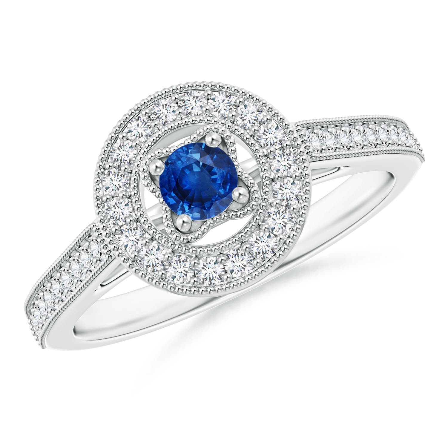 AAA - Blue Sapphire / 0.52 CT / 14 KT White Gold