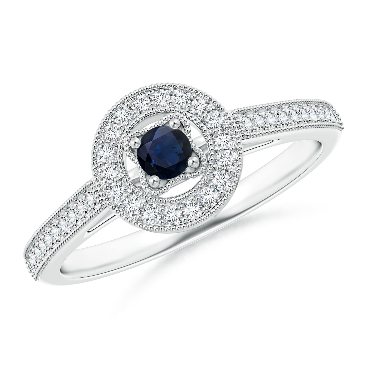 A - Blue Sapphire / 0.35 CT / 14 KT White Gold