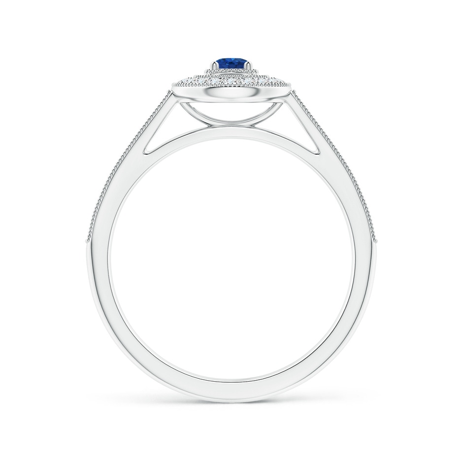 3mm AAA Vintage Style Sapphire Halo Ring with Milgrain Detailing in White Gold side 1