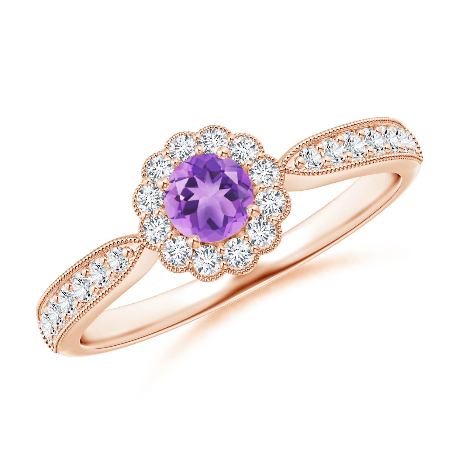 A - Amethyst / 0.5 CT / 14 KT Rose Gold