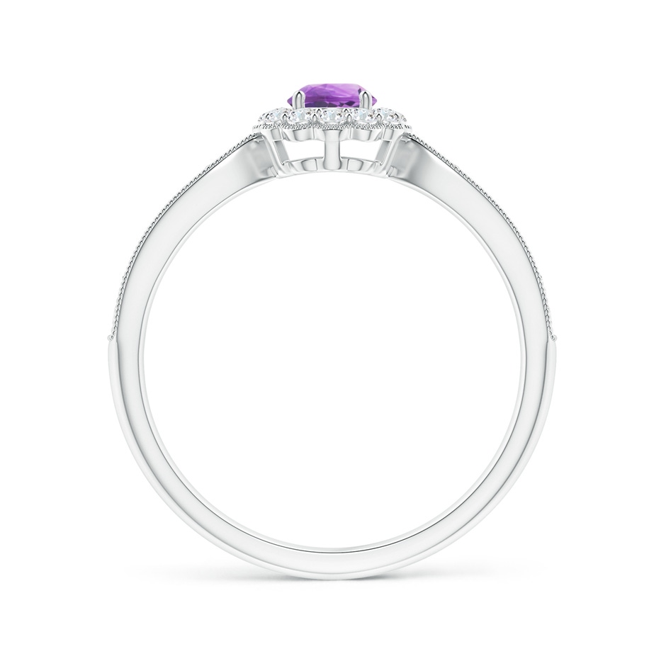4mm A Vintage Inspired Amethyst Milgrain Ring with Diamond Halo in S999 Silver side 199