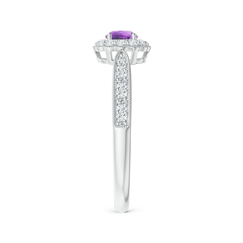 4mm A Vintage Inspired Amethyst Milgrain Ring with Diamond Halo in S999 Silver side 299