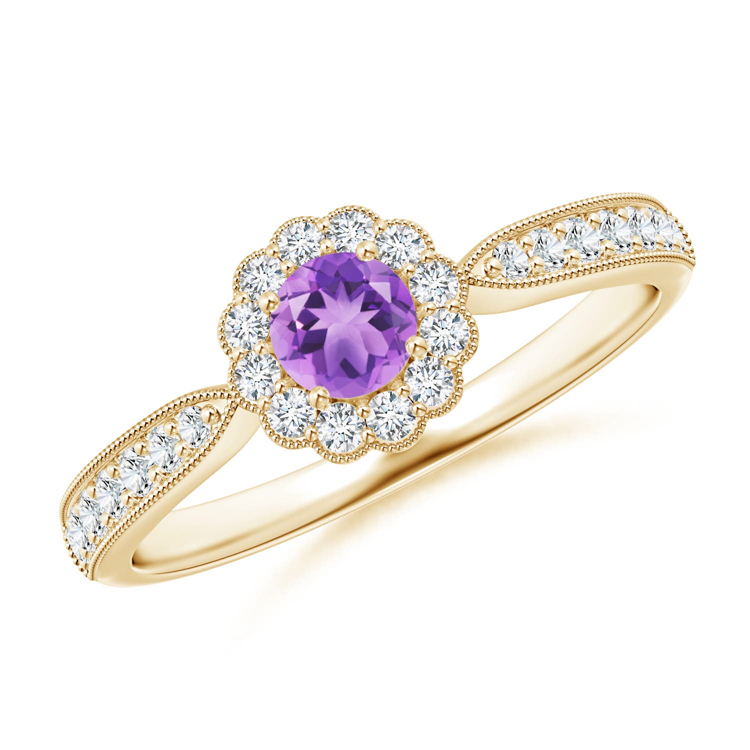 A - Amethyst / 0.5 CT / 14 KT Yellow Gold