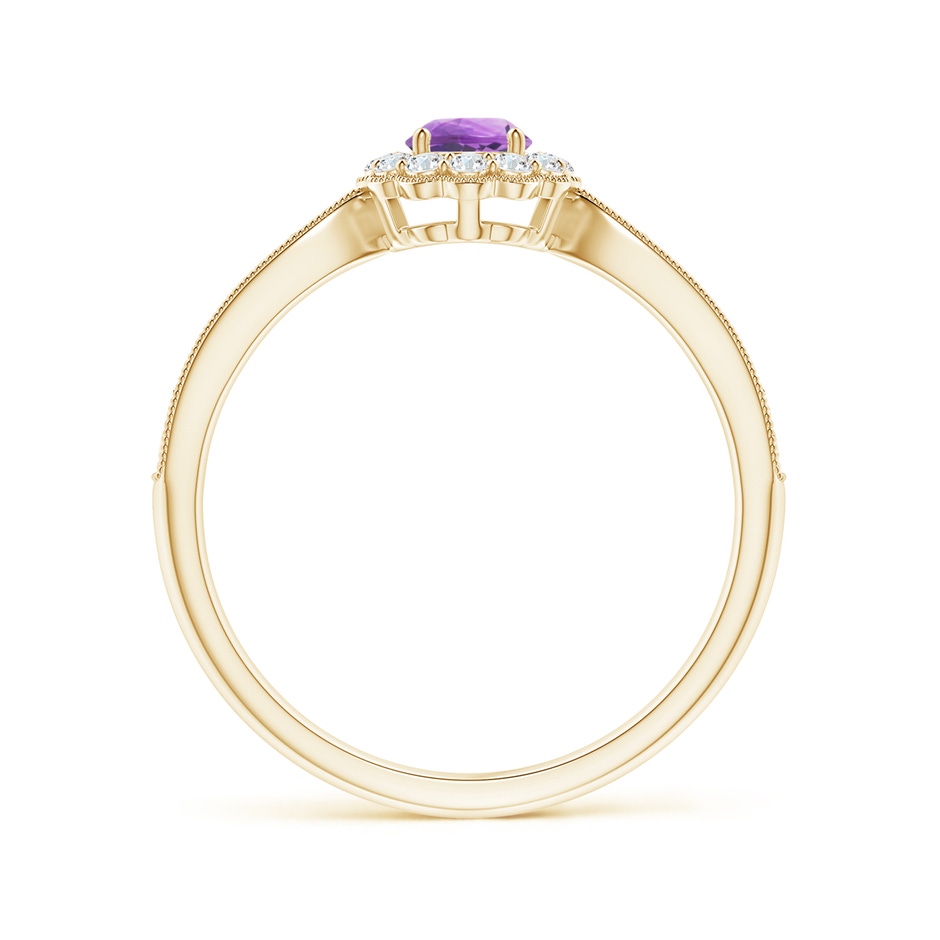 4mm A Vintage Inspired Amethyst Milgrain Ring with Diamond Halo in Yellow Gold side 199