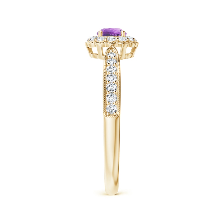 4mm A Vintage Inspired Amethyst Milgrain Ring with Diamond Halo in Yellow Gold side 299