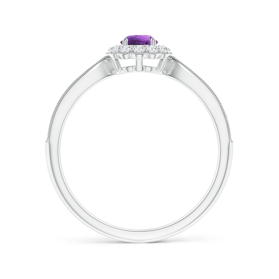 4mm AAA Vintage Inspired Amethyst Milgrain Ring with Diamond Halo in S999 Silver side 199