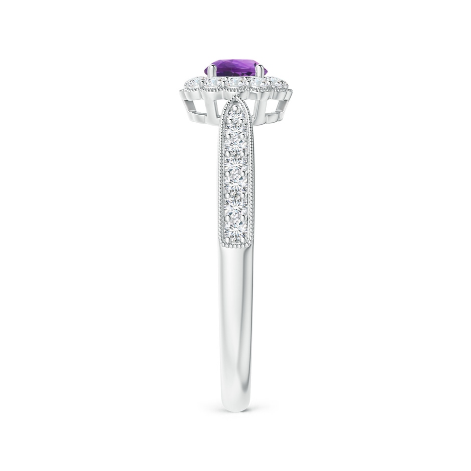 4mm AAA Vintage Inspired Amethyst Milgrain Ring with Diamond Halo in S999 Silver side 299