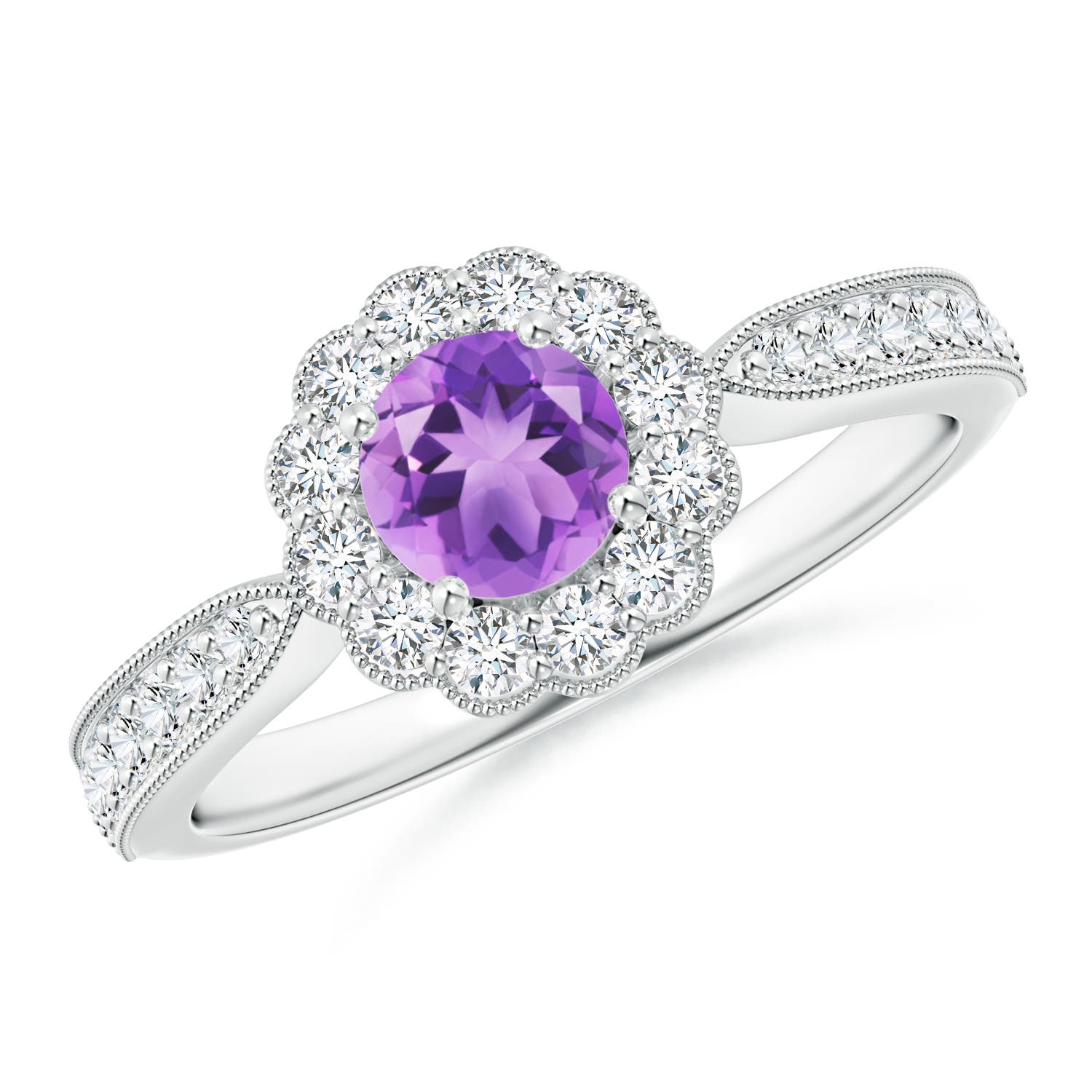 A - Amethyst / 0.82 CT / 14 KT White Gold