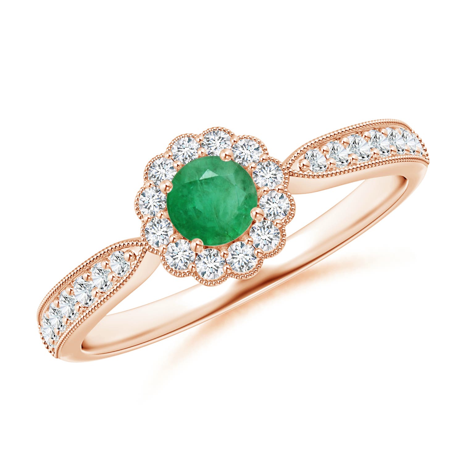 A - Emerald / 0.49 CT / 14 KT Rose Gold