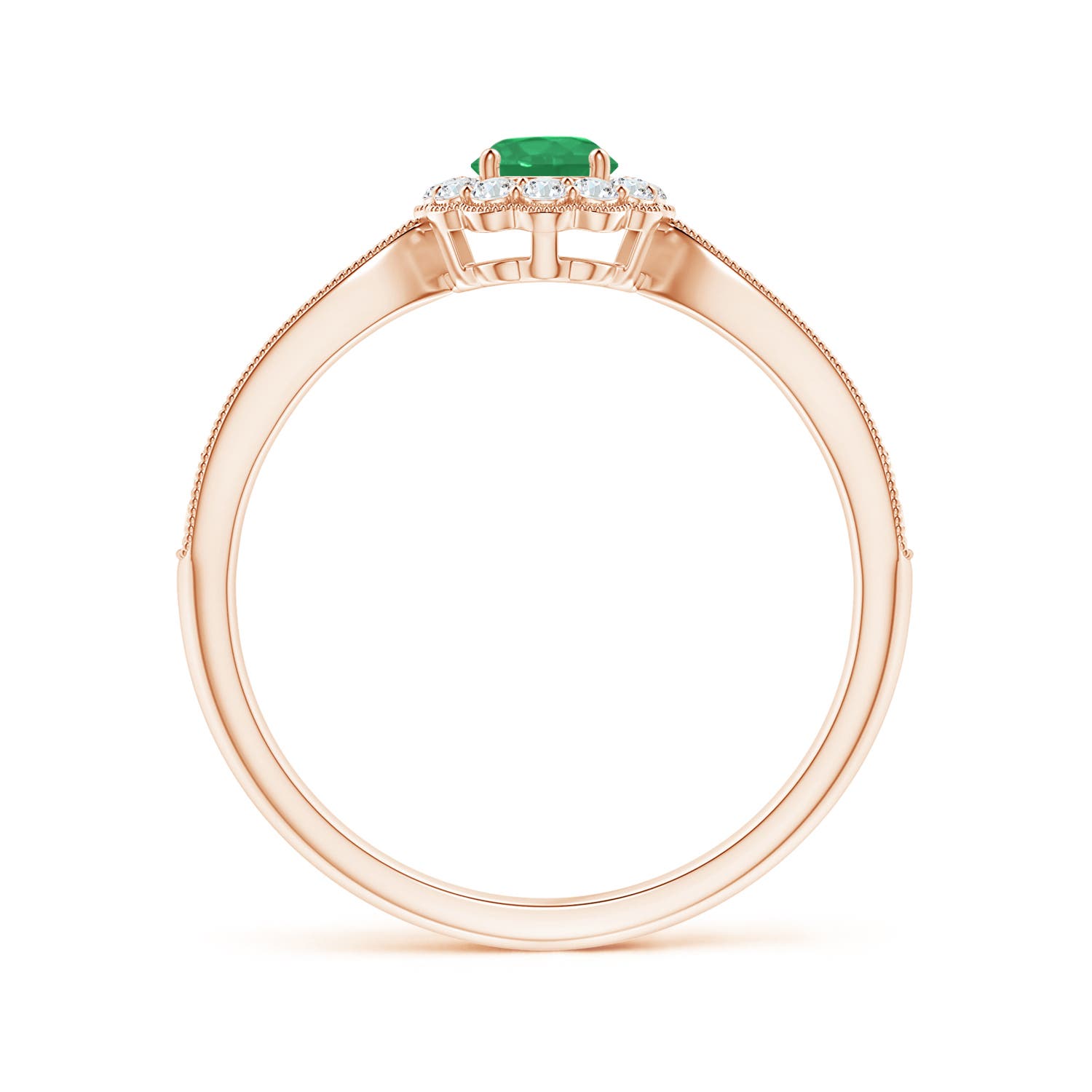 A - Emerald / 0.49 CT / 14 KT Rose Gold