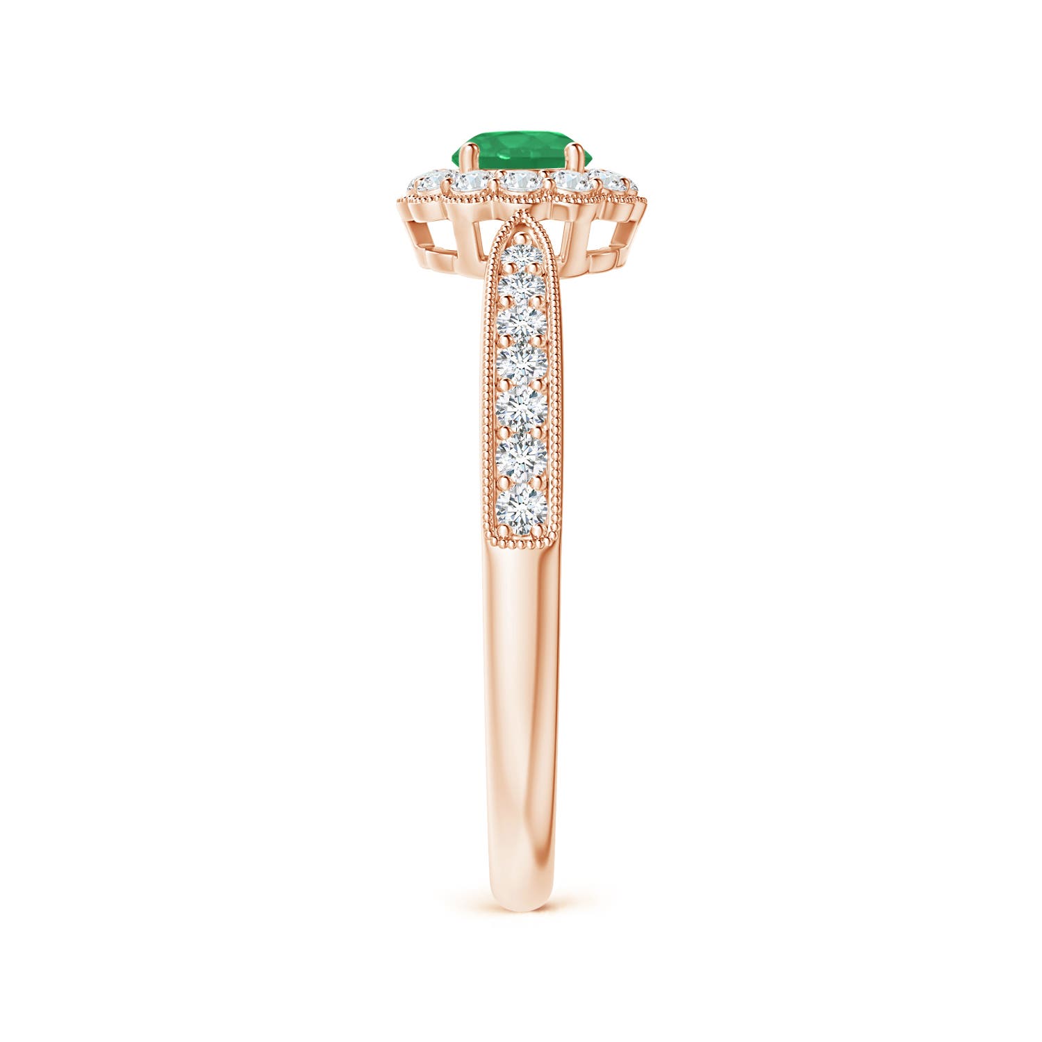 A - Emerald / 0.49 CT / 14 KT Rose Gold