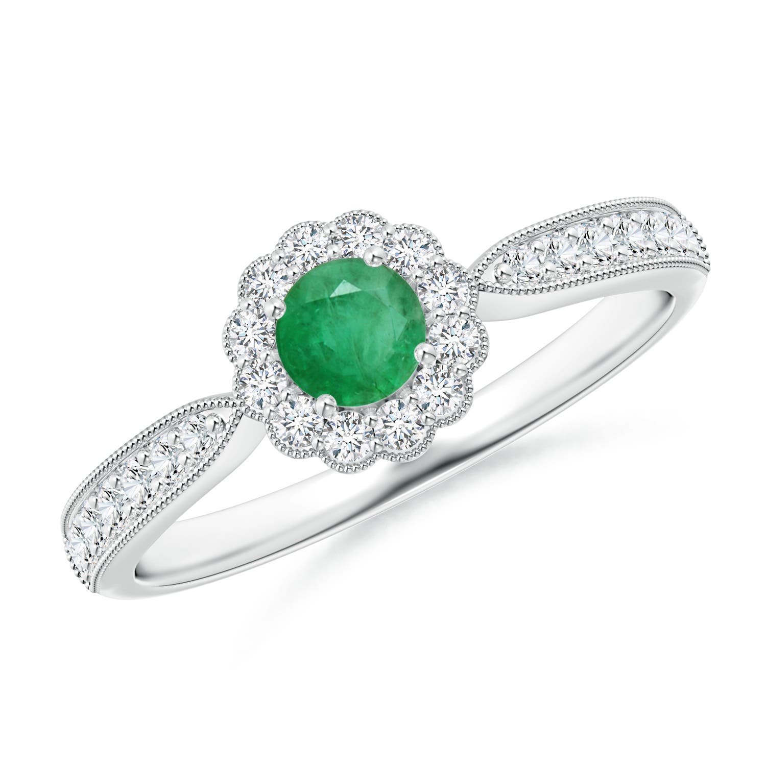 A - Emerald / 0.49 CT / 14 KT White Gold